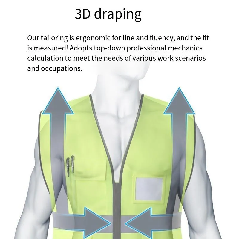 10 Pieces Reflective Running Vest Safety Reflective Vest with Zipper and Pockets for Running Cycling Walking Outdoor Work