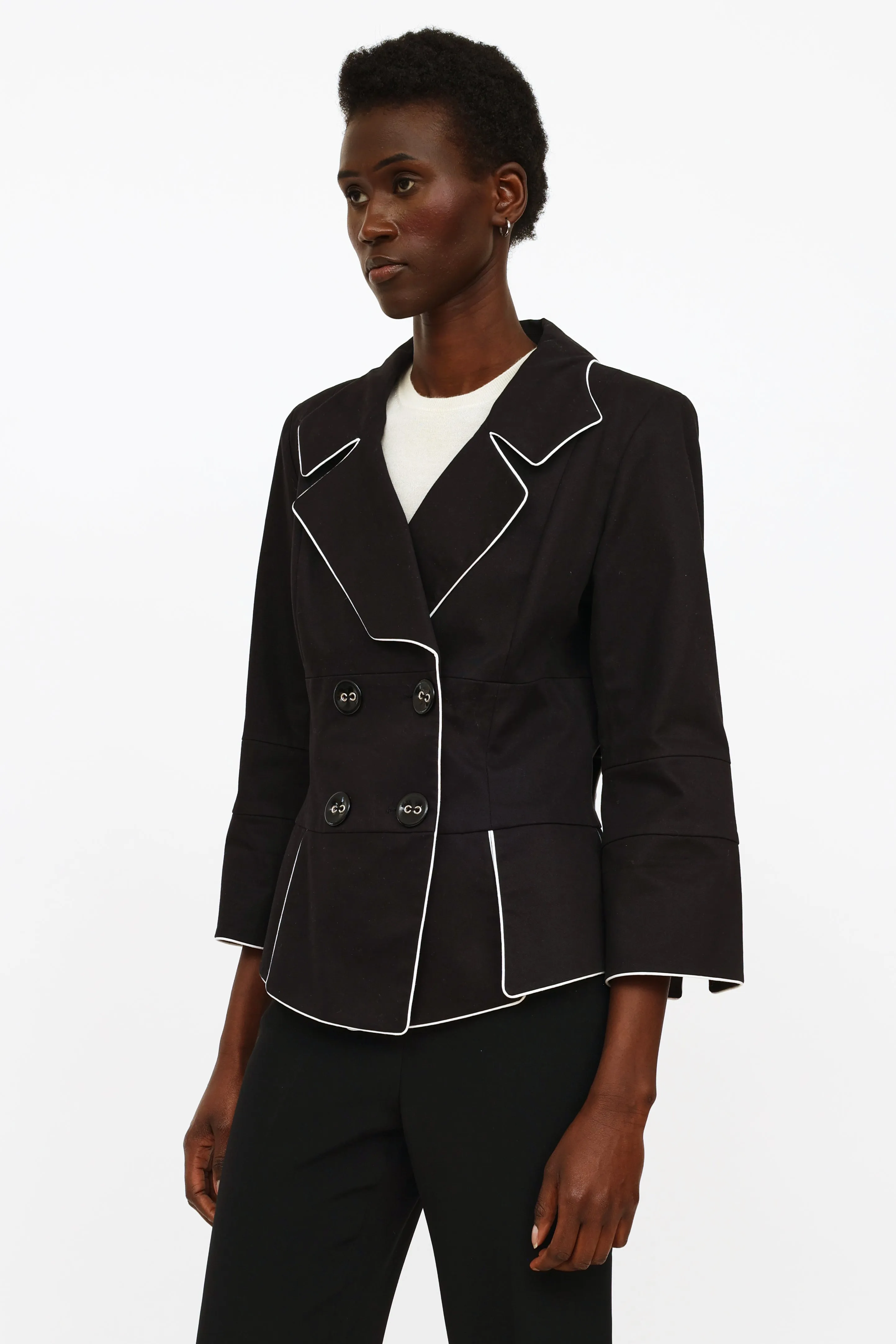 Black & White Double Breasted Blazer