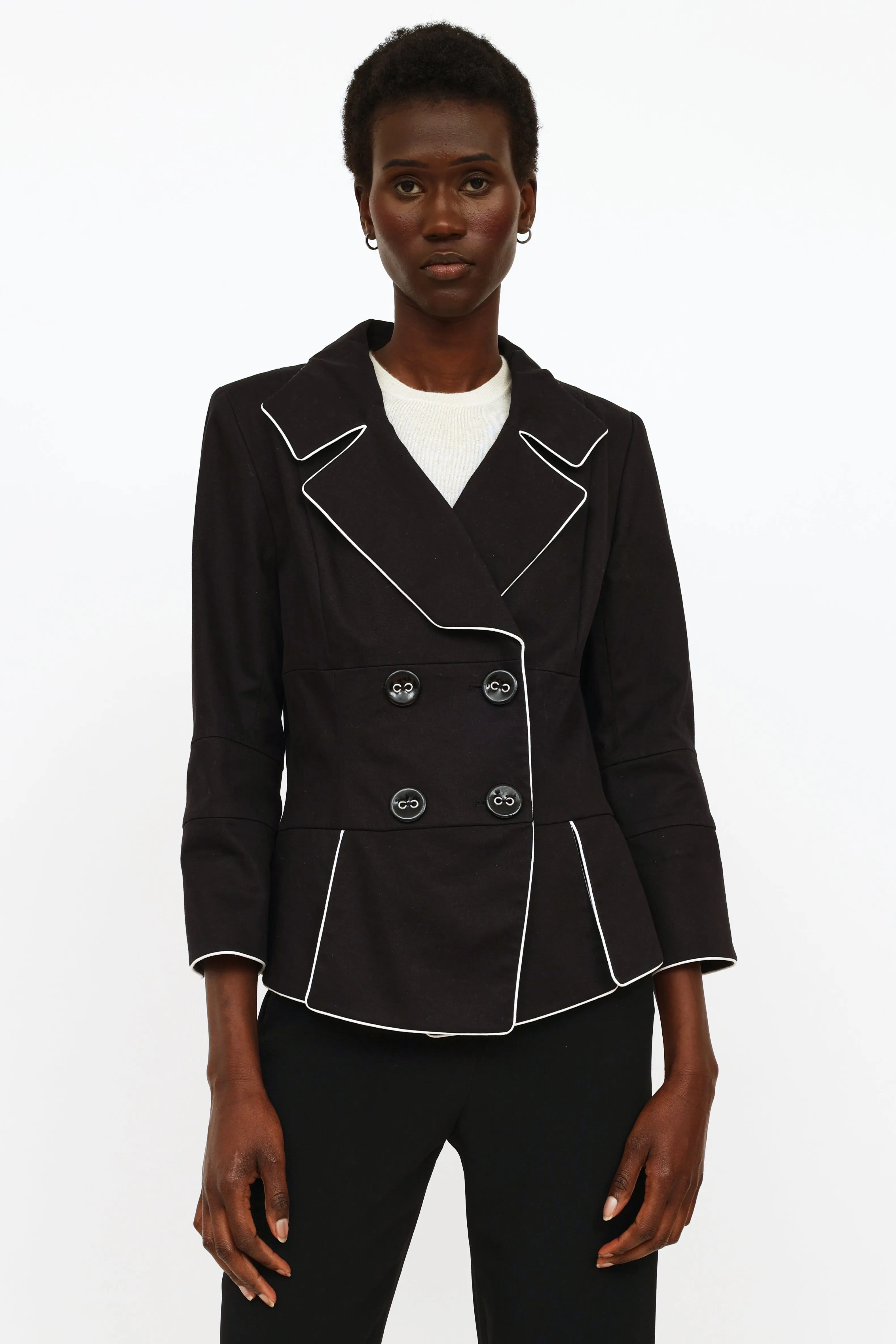 Black & White Double Breasted Blazer