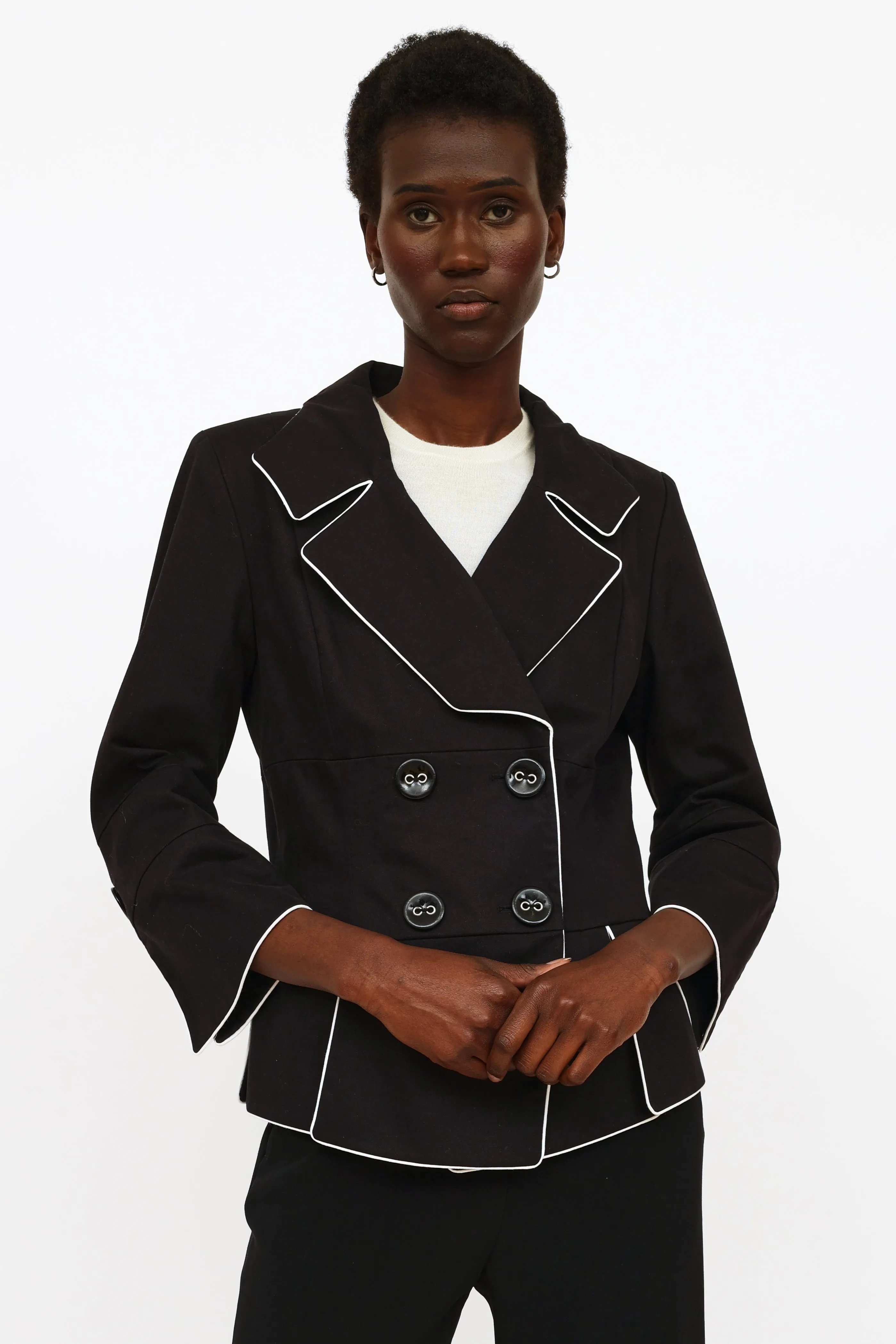 Black & White Double Breasted Blazer