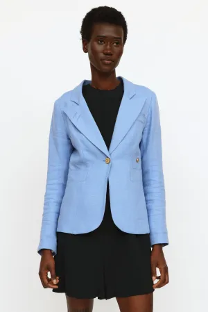 Blue Linen Button Blazer