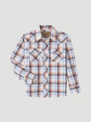 Boy's Wrangler Retro Spiced Plaid Long Sleeve Snap Shirt