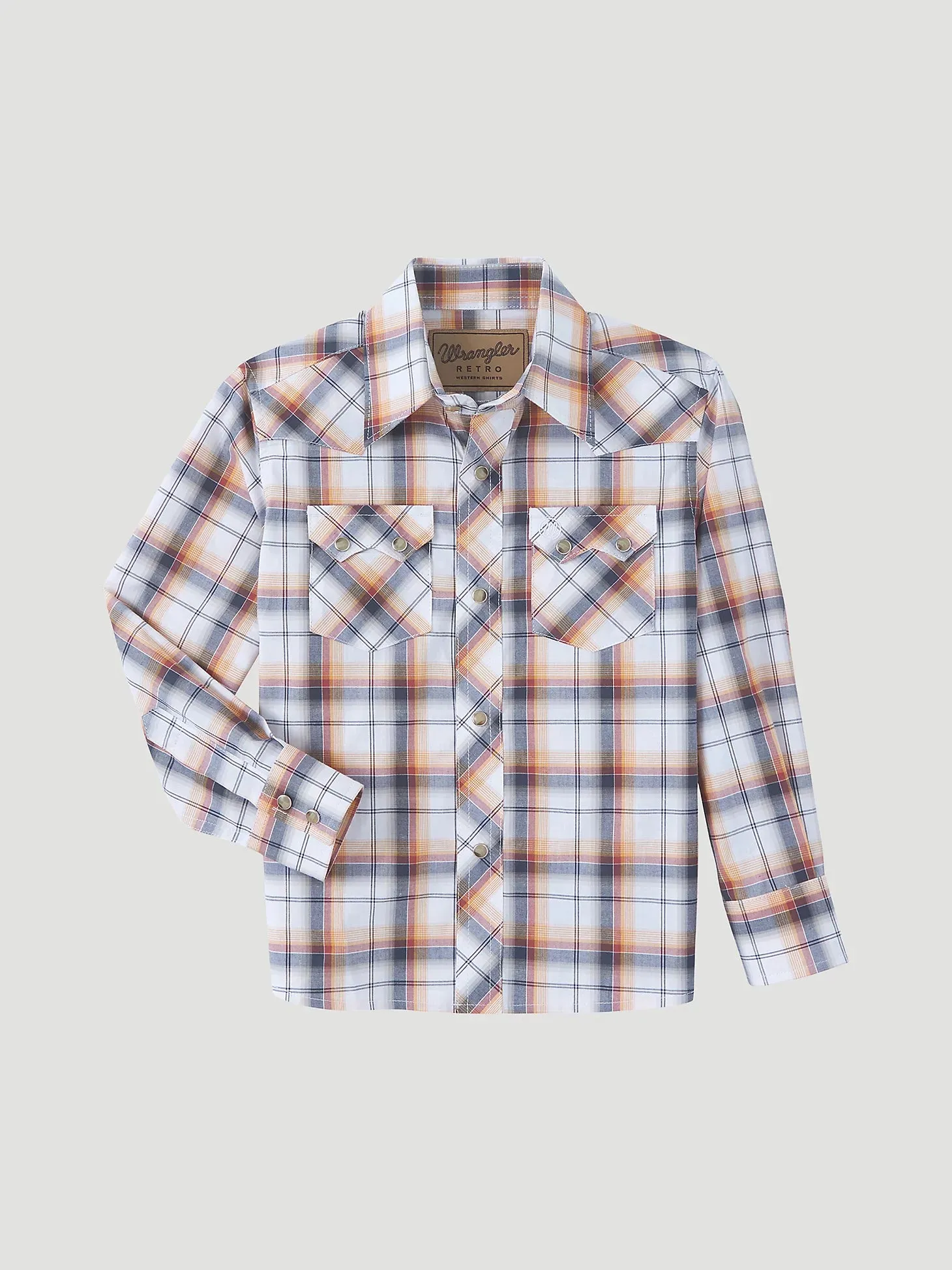 Boy's Wrangler Retro Spiced Plaid Long Sleeve Snap Shirt