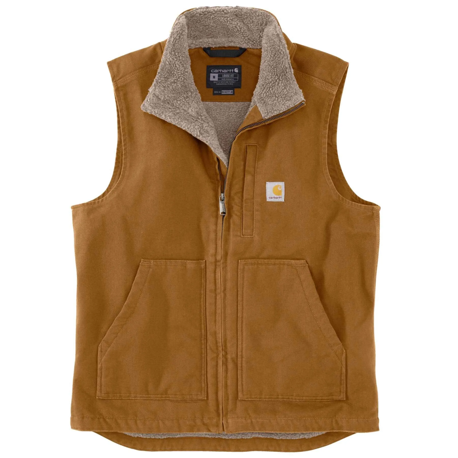 Carhartt Washed Duck Loose Fit Sherpa-Lined Mock Neck Gilet Vest 104277