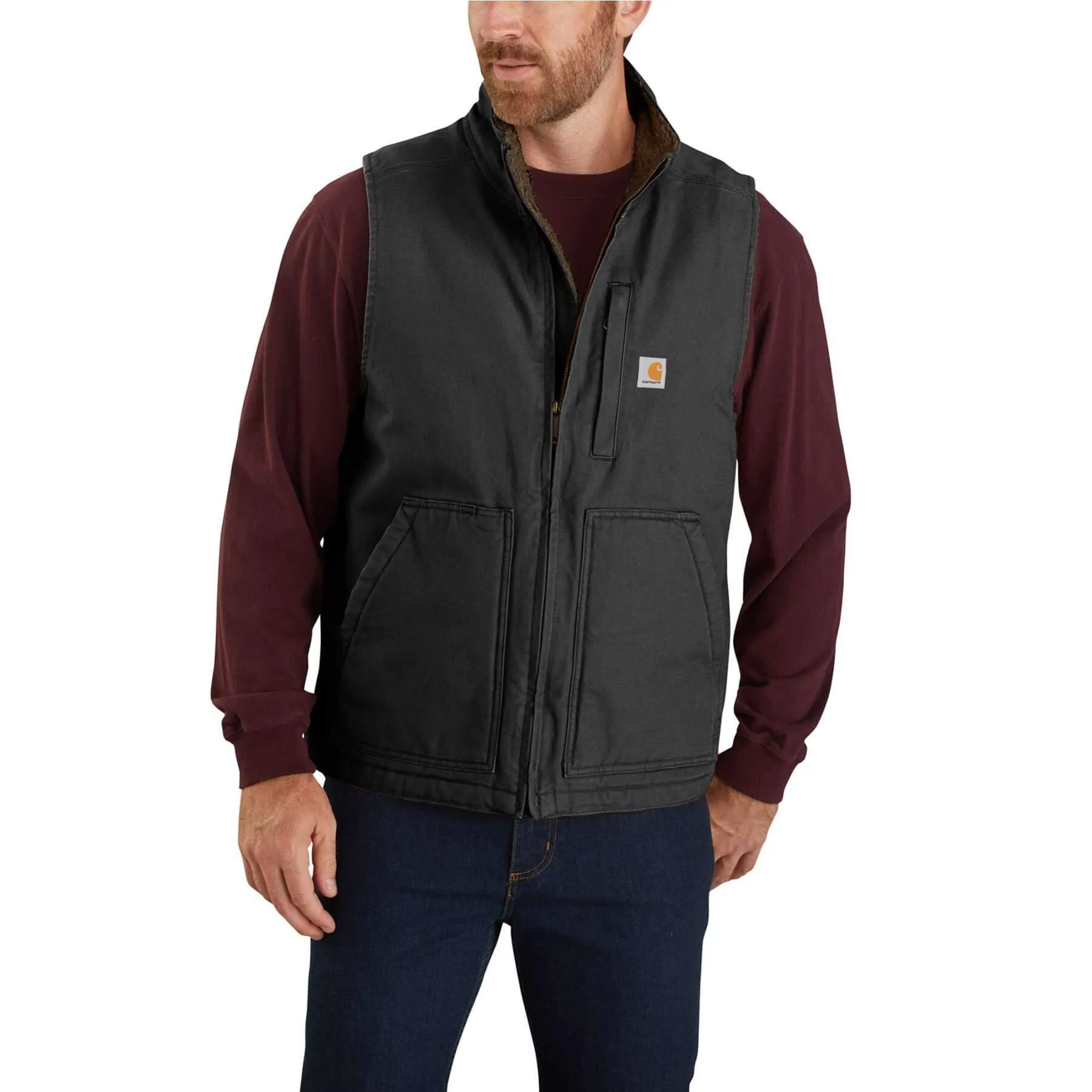 Carhartt Washed Duck Loose Fit Sherpa-Lined Mock Neck Gilet Vest 104277