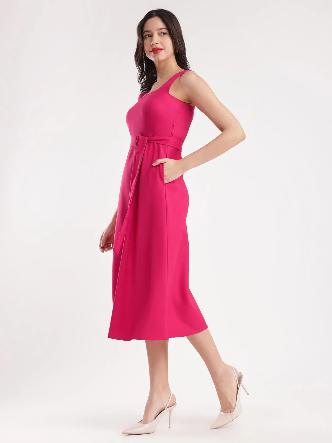 Fit And Flare Dress - Fuchsia