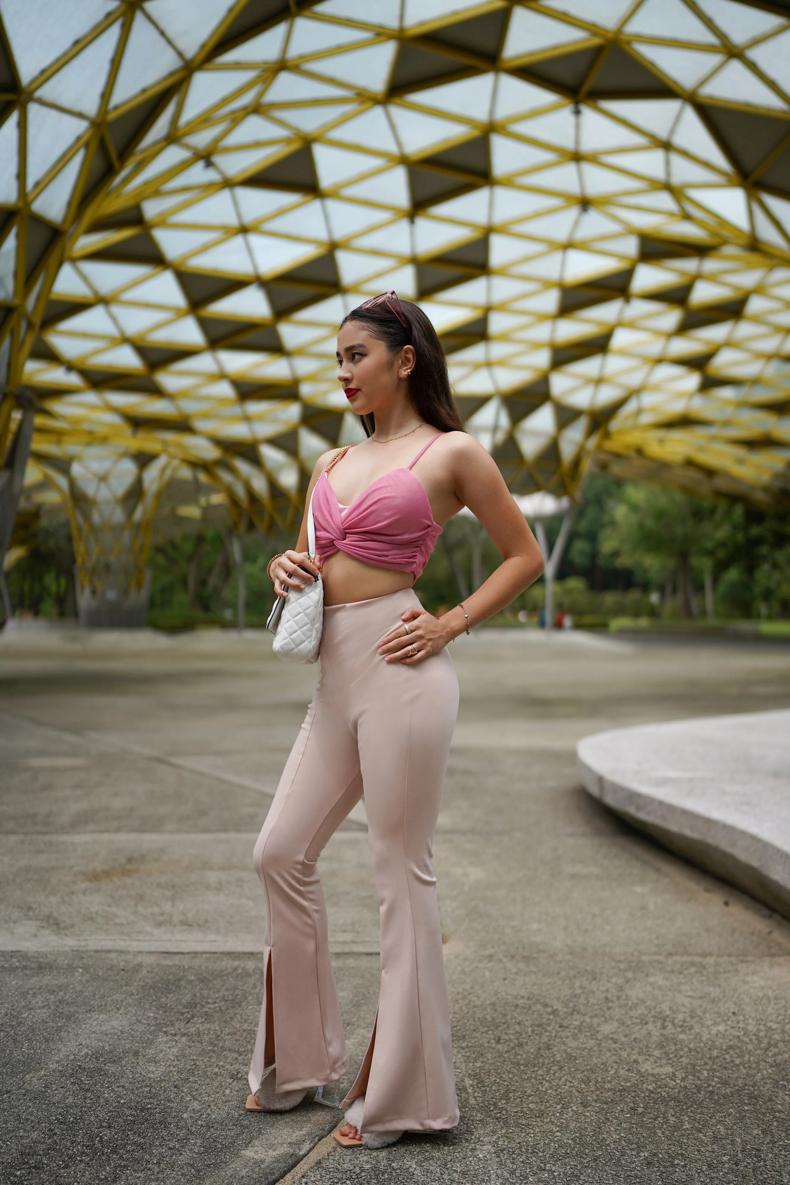 Malyne Mesh Bustier Top in Rose Pink