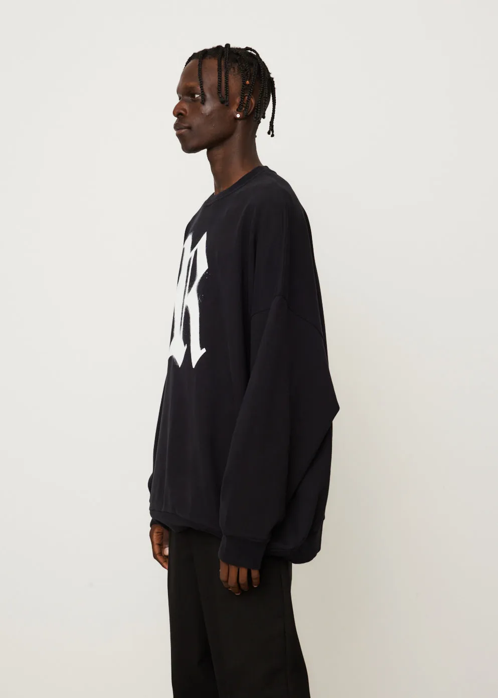 Oversized Crew Neck Sweater With R Print