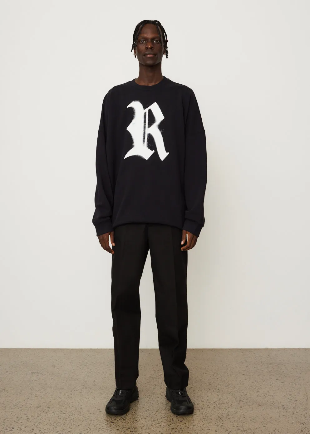 Oversized Crew Neck Sweater With R Print