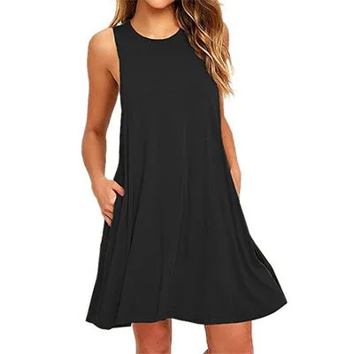 Sleeveless Pocket Tank Top Dress Hot Selling Women Pocket Dress