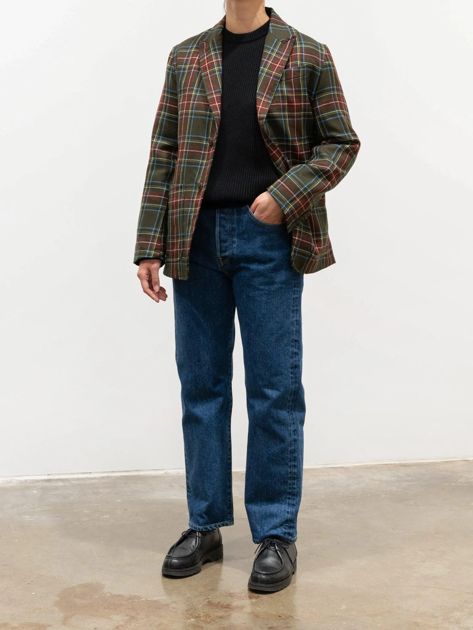 Tartan Plaid Wool Jacket - Olive