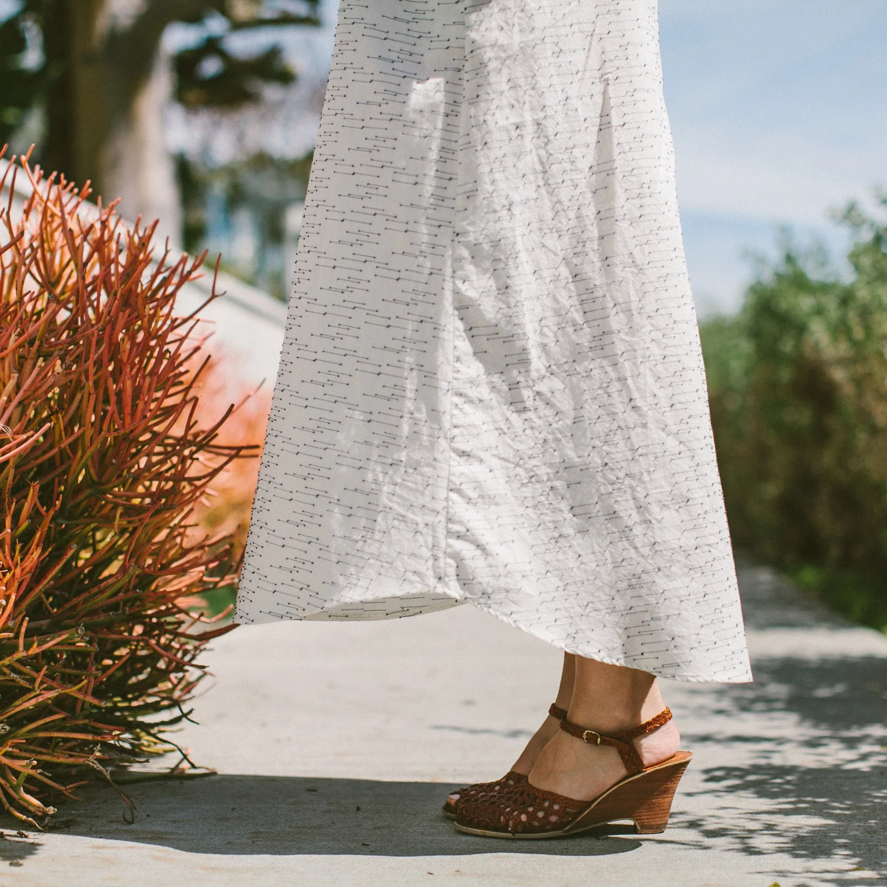 The Venice Dress in Natural and Indigo Jacquard