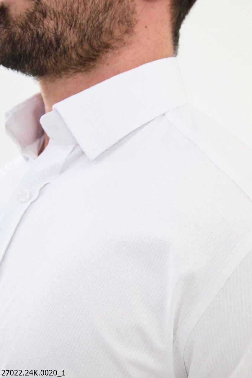White Textured Men's Shirt.